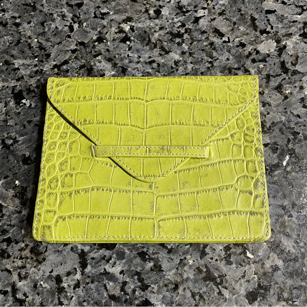 Lime green Alicia Klein envelope passport holder